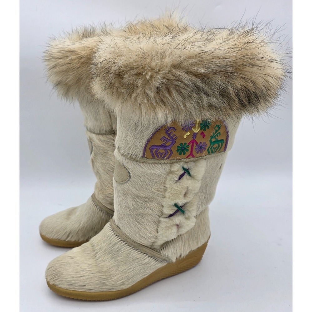 Vintage DIADORA Made in Italy Boots Unique Fur Lined Hair Retro EU 36 US 5.5
